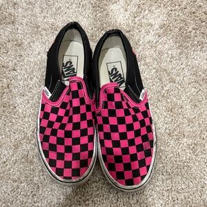 Vans Pink and Black Checkered Slip-On Sneakers